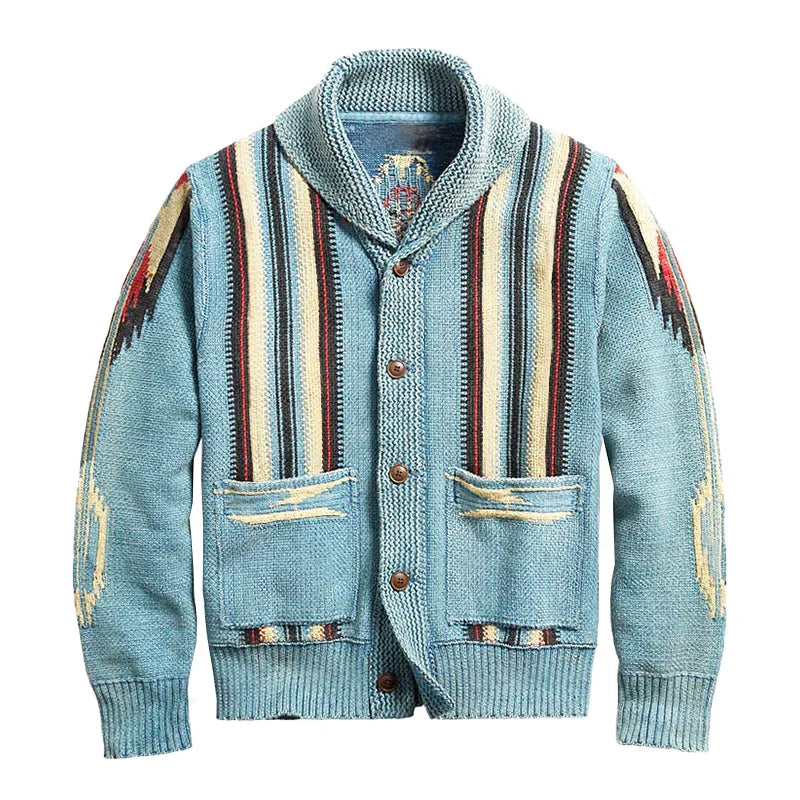 Alvar | Stickad vintagekofta med jacquardmönster