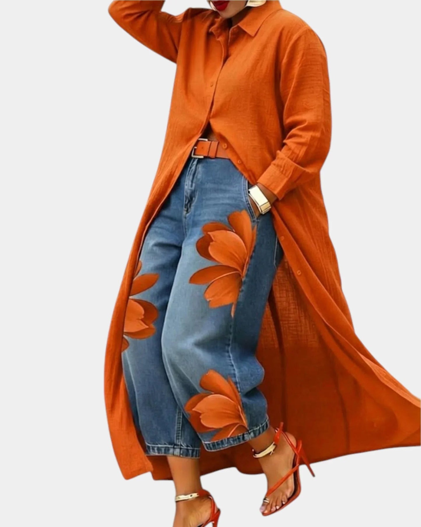 Céliane | Jeansset med klänning och vida byxor