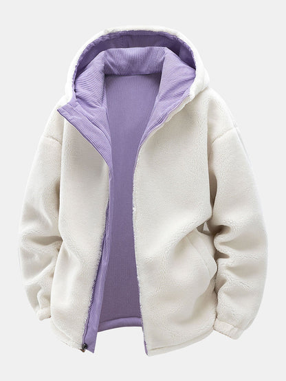 Vändbar manchesterjacka med huva