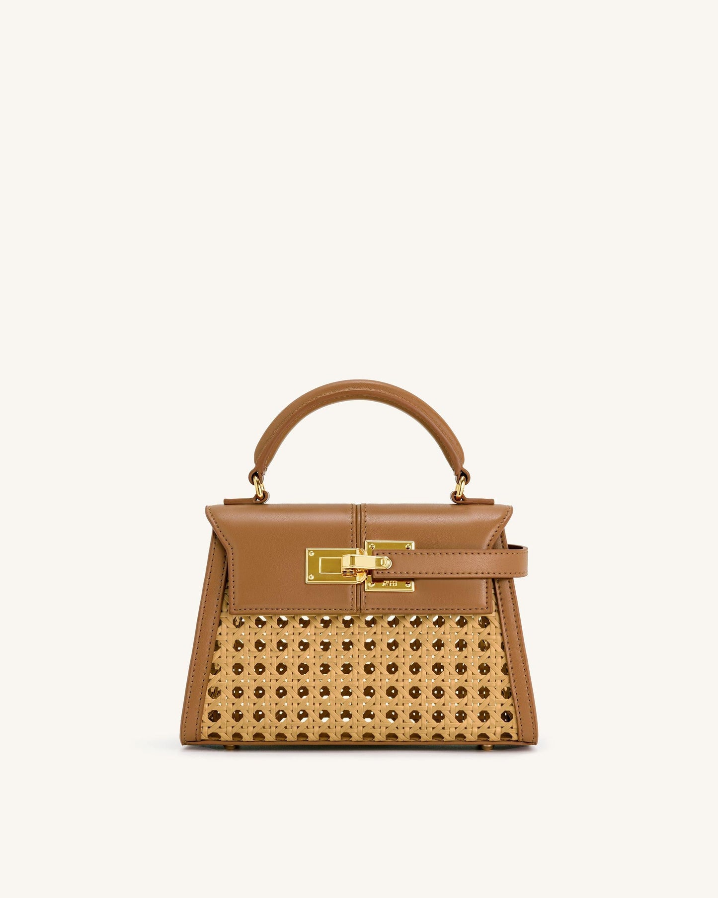 Elise Woven Top Handle Bag - Brown