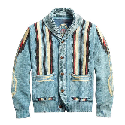 Alvar | Stickad vintagekofta med jacquardmönster