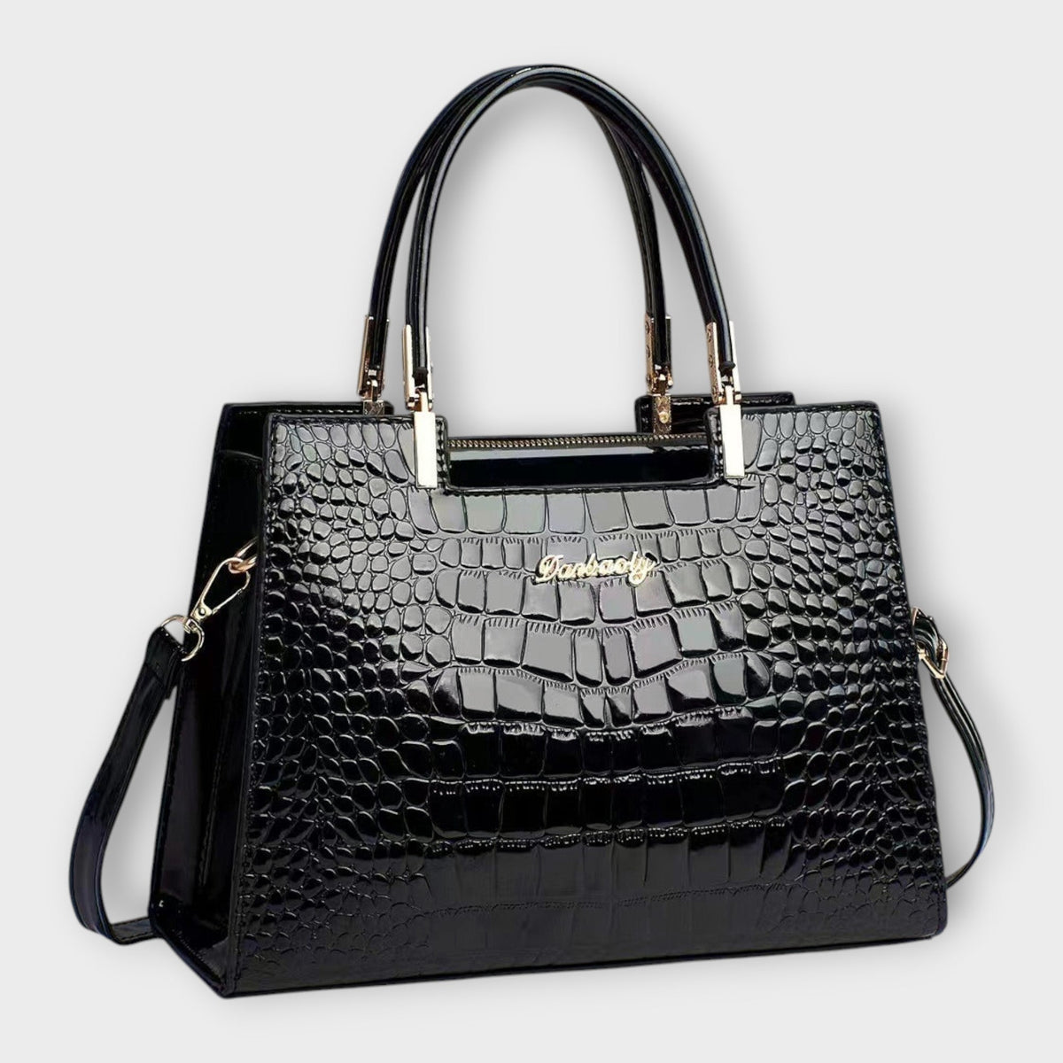 Maison Verdelle - Handtasche mit glänzendem Krokodilleder-Muster