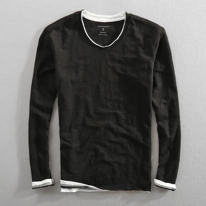 Bastian | Långärmad t-shirt med V-ringning