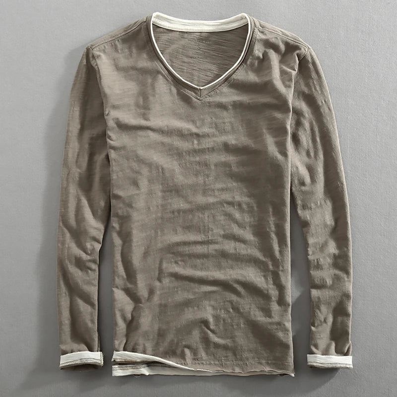 Bastian | Långärmad t-shirt med V-ringning