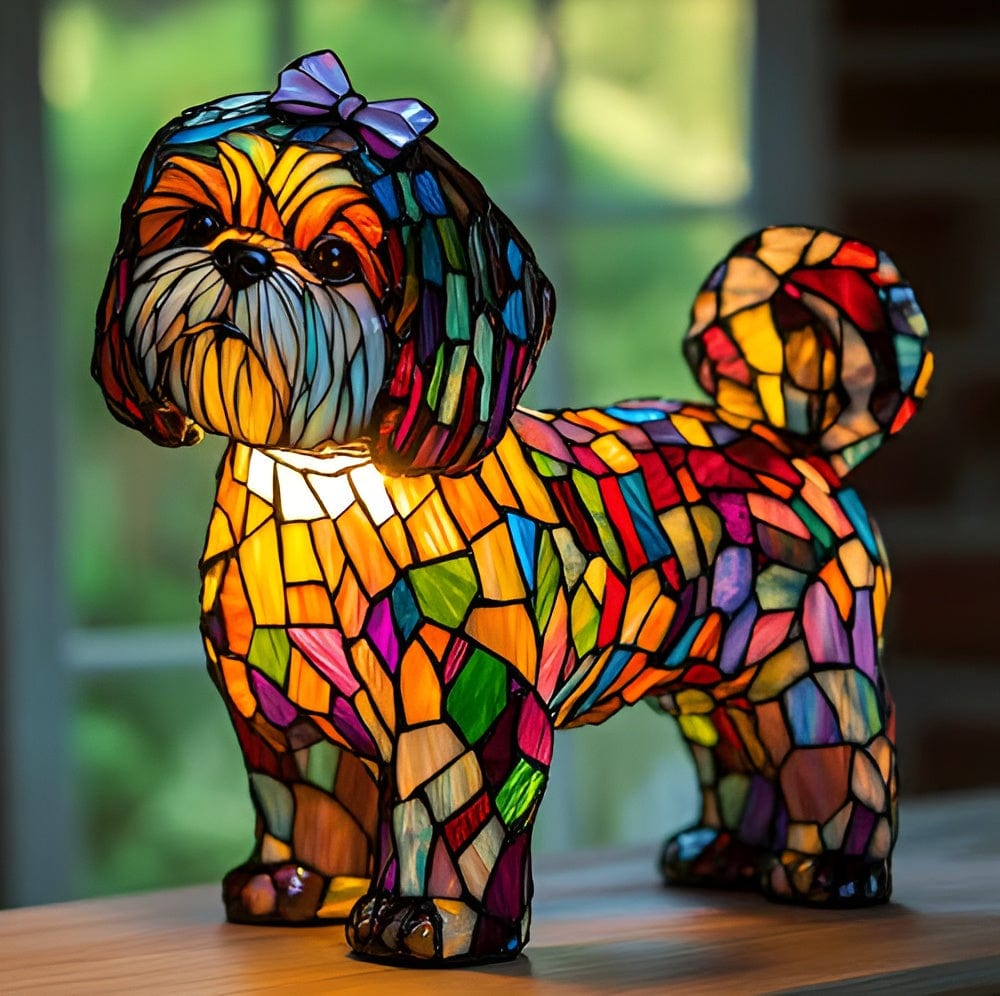 Glow-lampa Shih Tzu med Söt Rosett