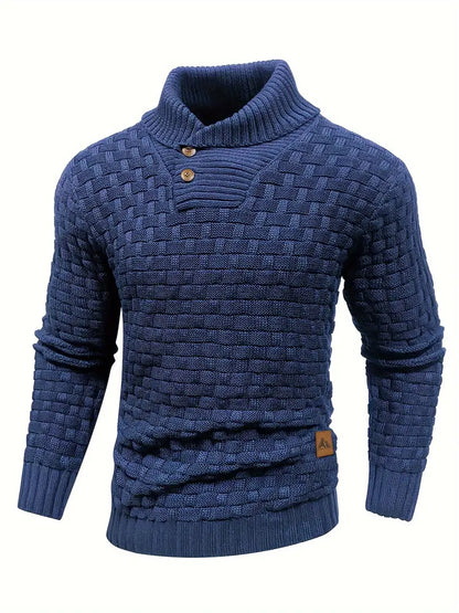 Jörgen | Stickad tröja i slim fit med krage