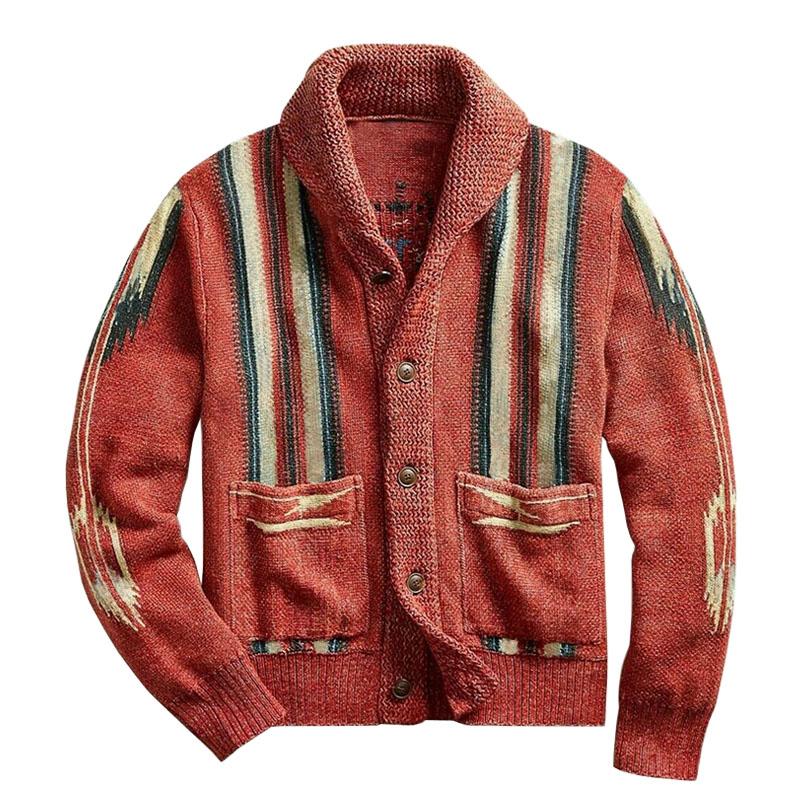 Alvar | Stickad vintagekofta med jacquardmönster