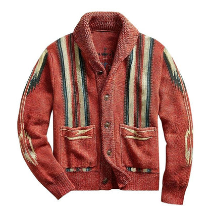 Alvar | Stickad vintagekofta med jacquardmönster