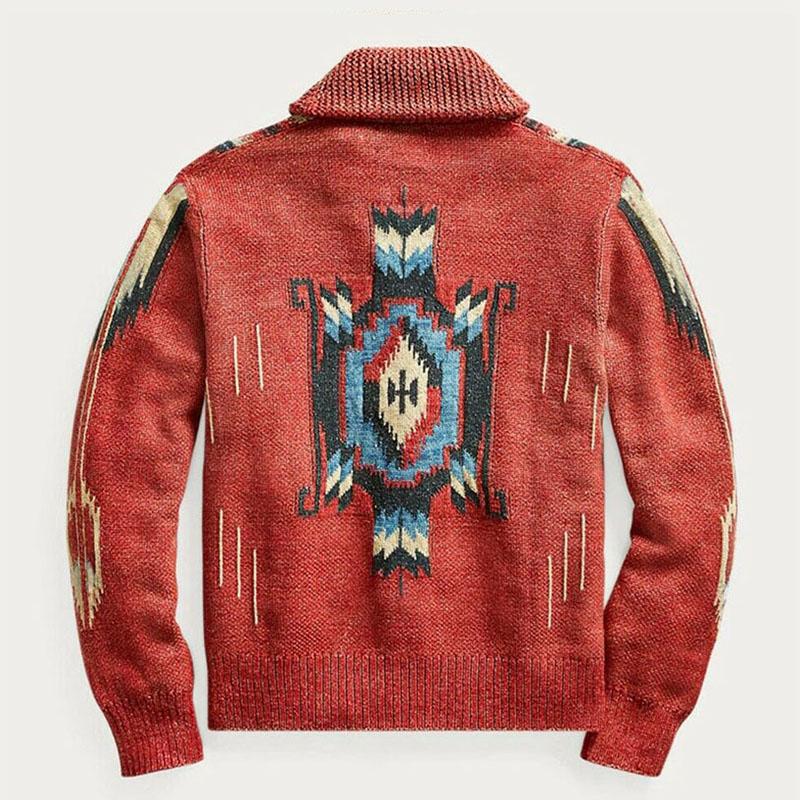 Alvar | Stickad vintagekofta med jacquardmönster