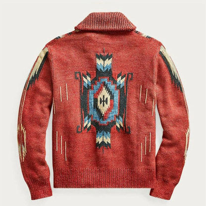 Alvar | Stickad vintagekofta med jacquardmönster