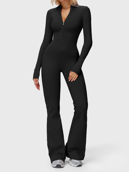 Yeoreo Belle Langarm Flared Jumpsuit mit Reißverschluss
