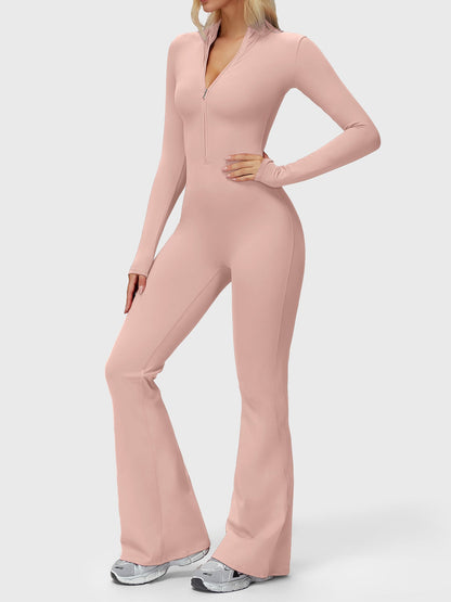 Yeoreo Belle Langarm Flared Jumpsuit mit Reißverschluss