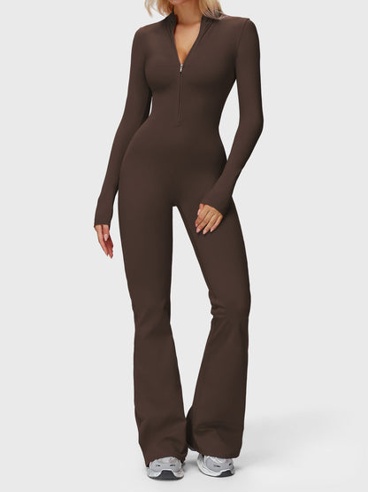 Yeoreo Belle Langarm Flared Jumpsuit mit Reißverschluss