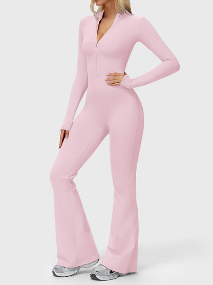 Yeoreo Belle Langarm Flared Jumpsuit mit Reißverschluss