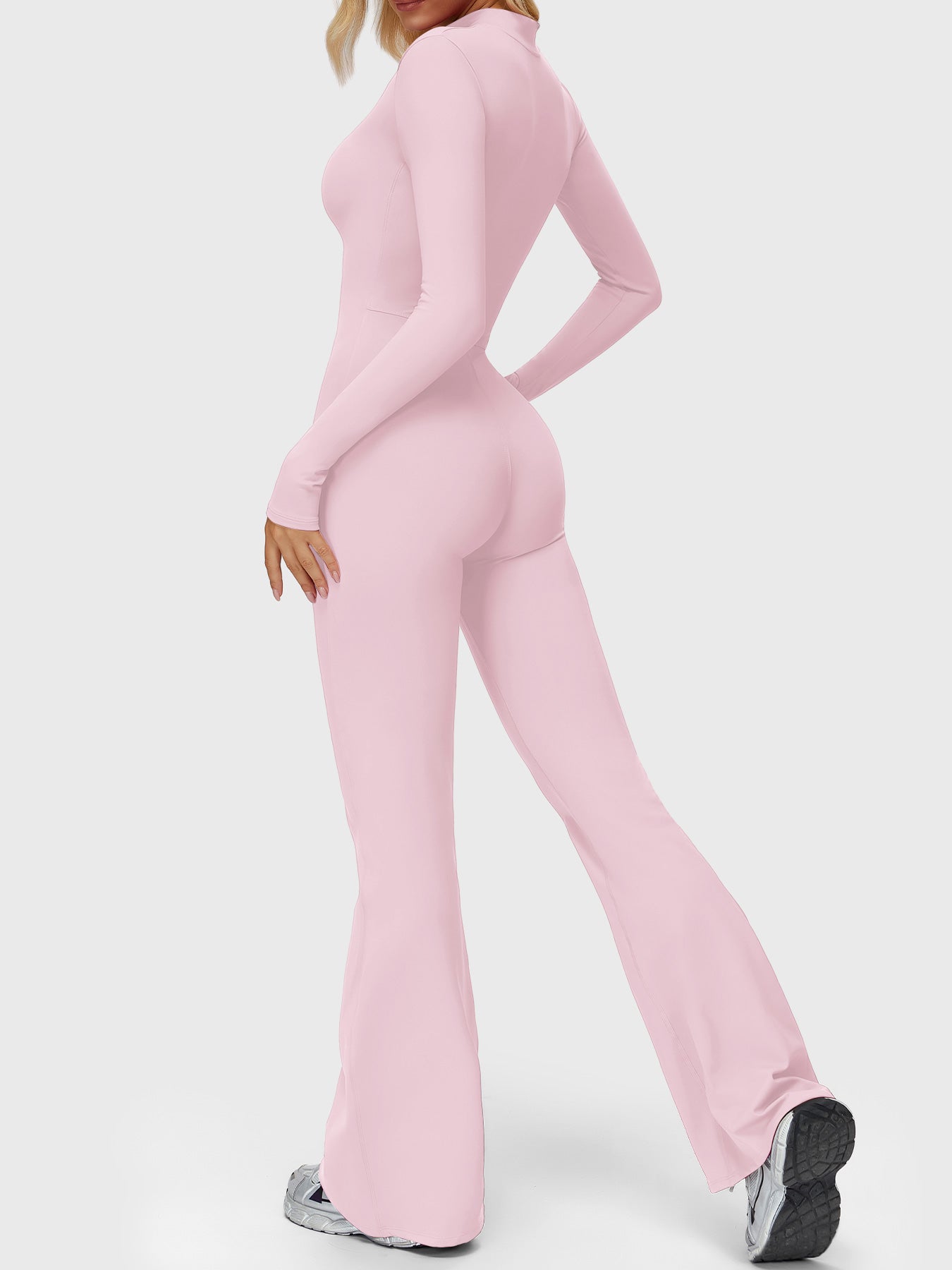 Yeoreo Belle Langarm Flared Jumpsuit mit Reißverschluss