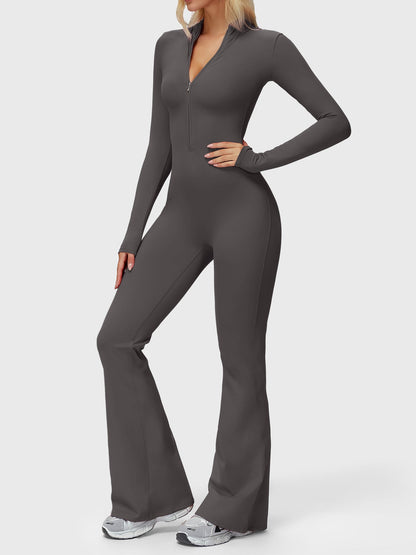 Yeoreo Belle Langarm Flared Jumpsuit mit Reißverschluss