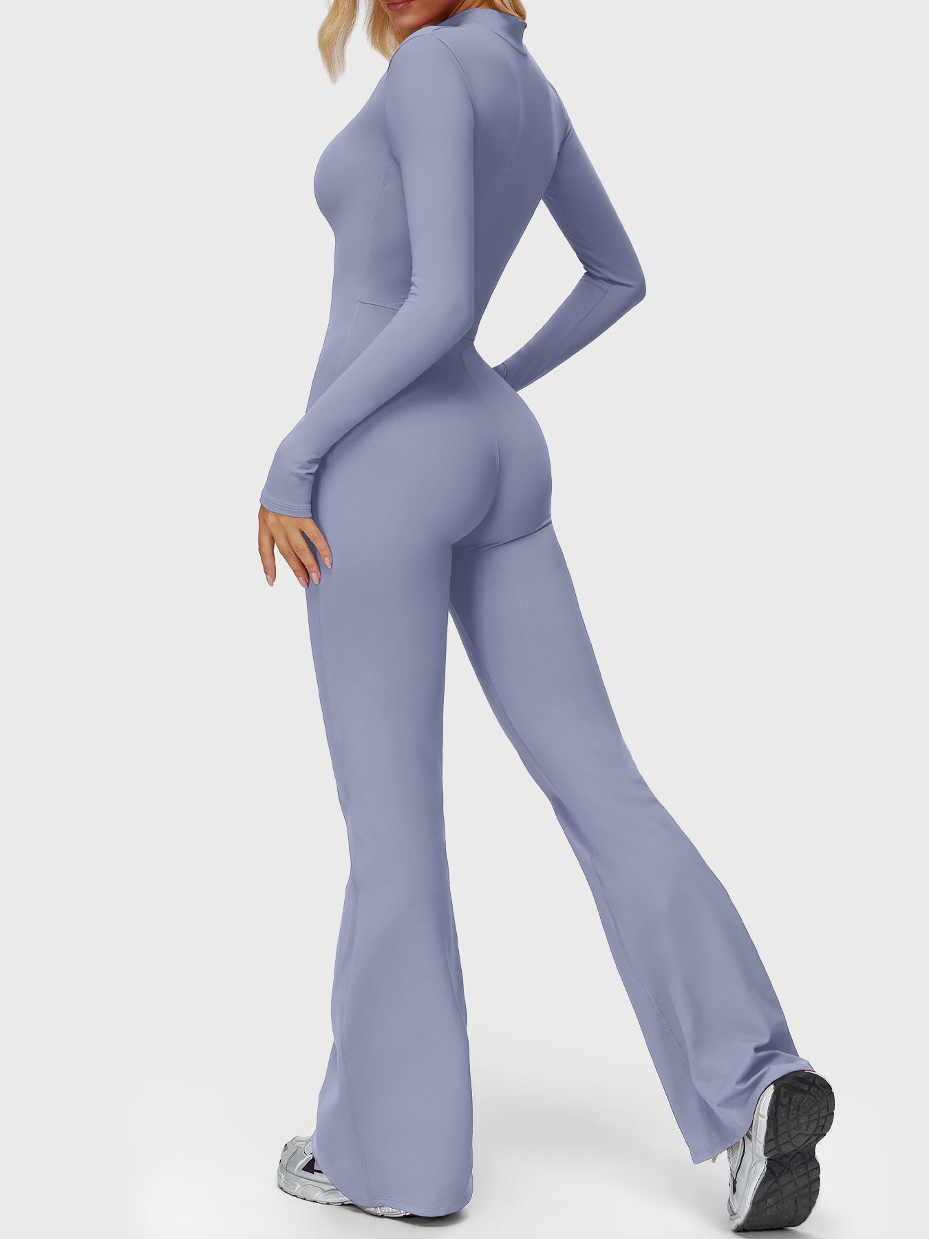 Yeoreo Belle Langarm Flared Jumpsuit mit Reißverschluss