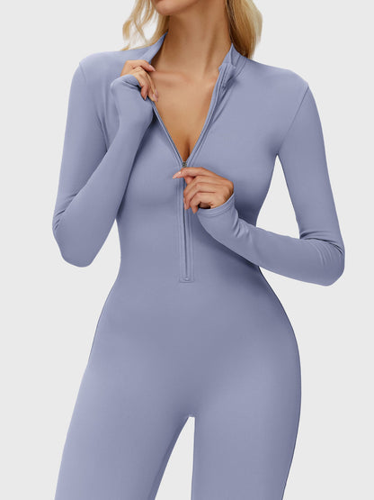 Yeoreo Belle Langarm Flared Jumpsuit mit Reißverschluss