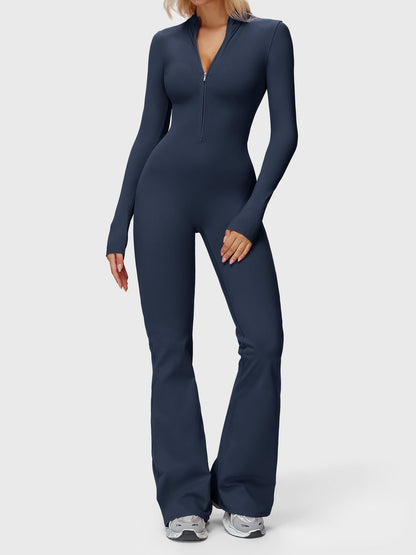 Yeoreo Belle Langarm Flared Jumpsuit mit Reißverschluss