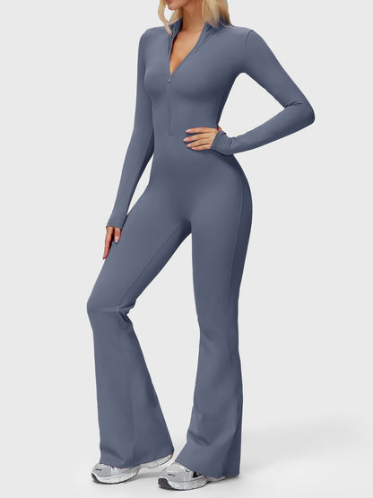 Yeoreo Belle Langarm Flared Jumpsuit mit Reißverschluss