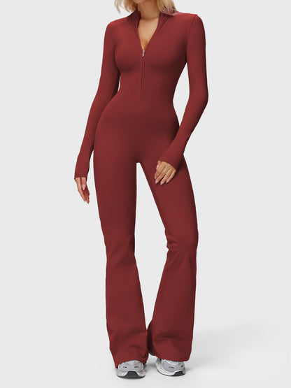 Yeoreo Belle Langarm Flared Jumpsuit mit Reißverschluss