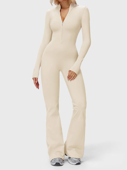 Yeoreo Belle Langarm Flared Jumpsuit mit Reißverschluss