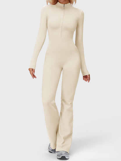 Yeoreo Belle Langarm Flared Jumpsuit mit Reißverschluss