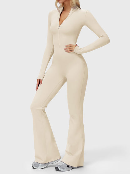 Yeoreo Belle Langarm Flared Jumpsuit mit Reißverschluss